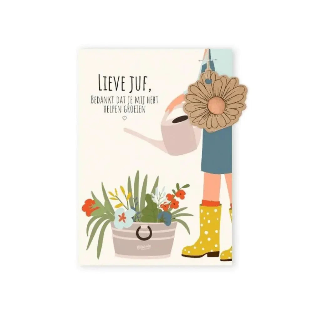 Blossombs - Lieve Juf  Kaart + Hanger | Fantastic Gifts Shop