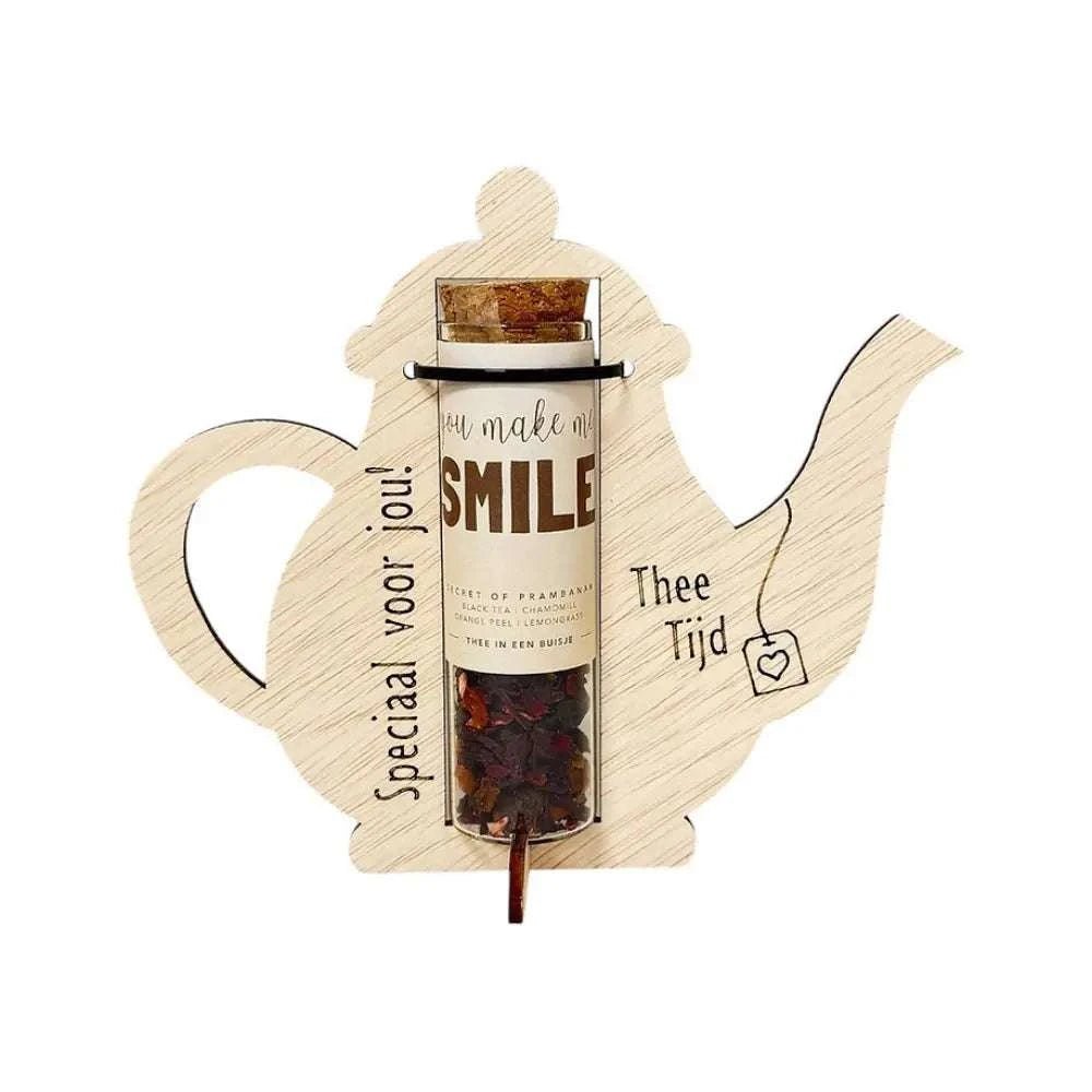 Houten Theepot Cadeauset - You Make Me Smile | Fantastic Gifts Shop
