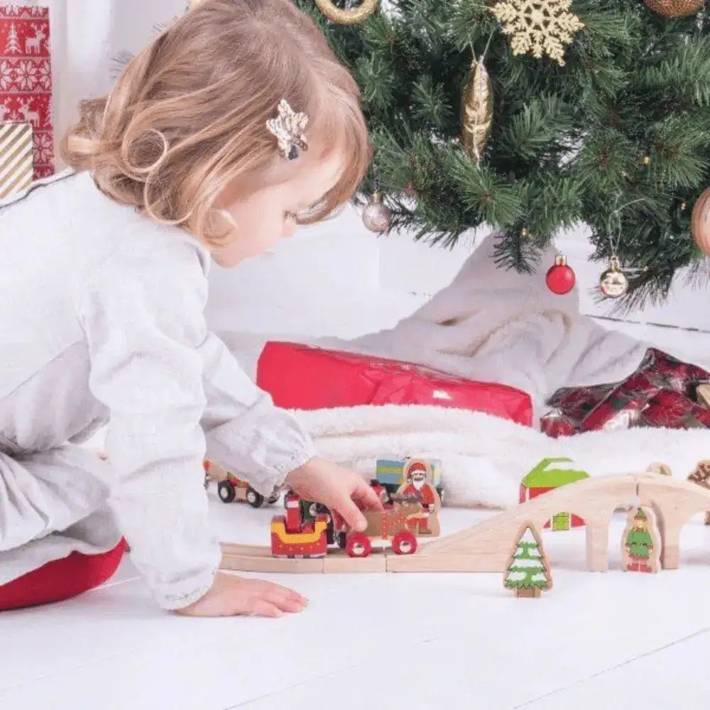 Houten Trein - Kerstman, Slee en Rendier | Fantastic Gifts Shop